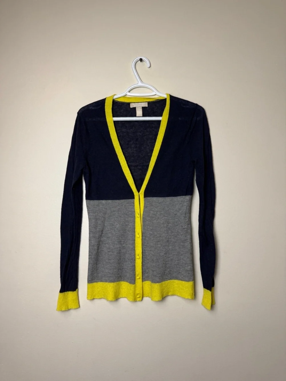 Banana Republic Alpaca Blend Colorblock Cardigan Size S Italian Yarn Sweater - Picture 2 of 6